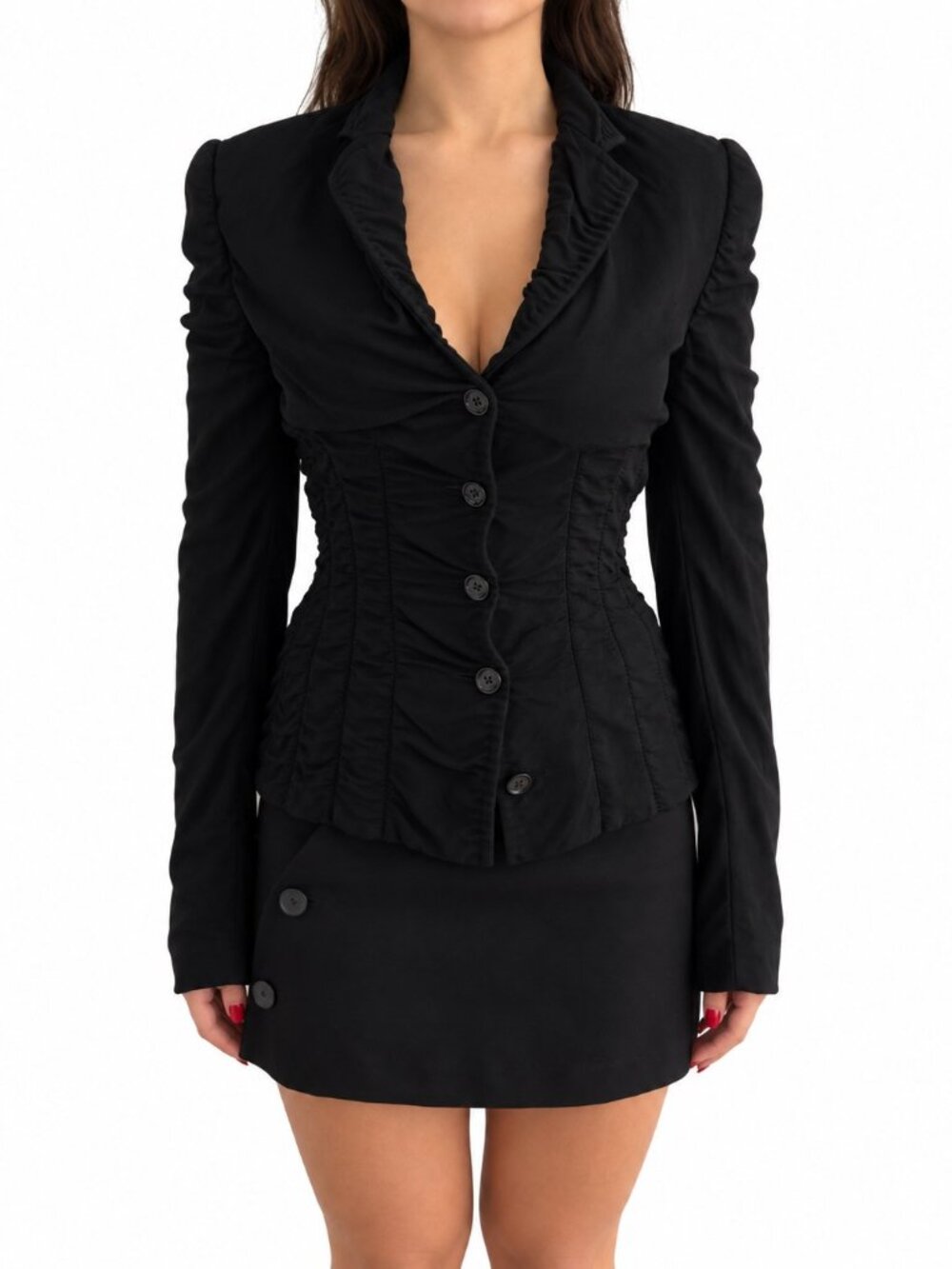 Dolce & Gabbana Black Ruched Fitted Top M Medium IT42